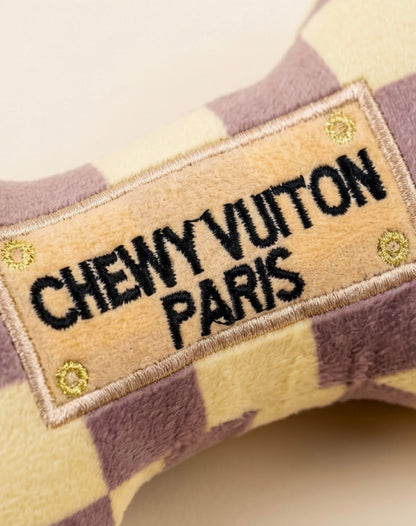 Tan Checker Chewy Vuiton Bone Toy