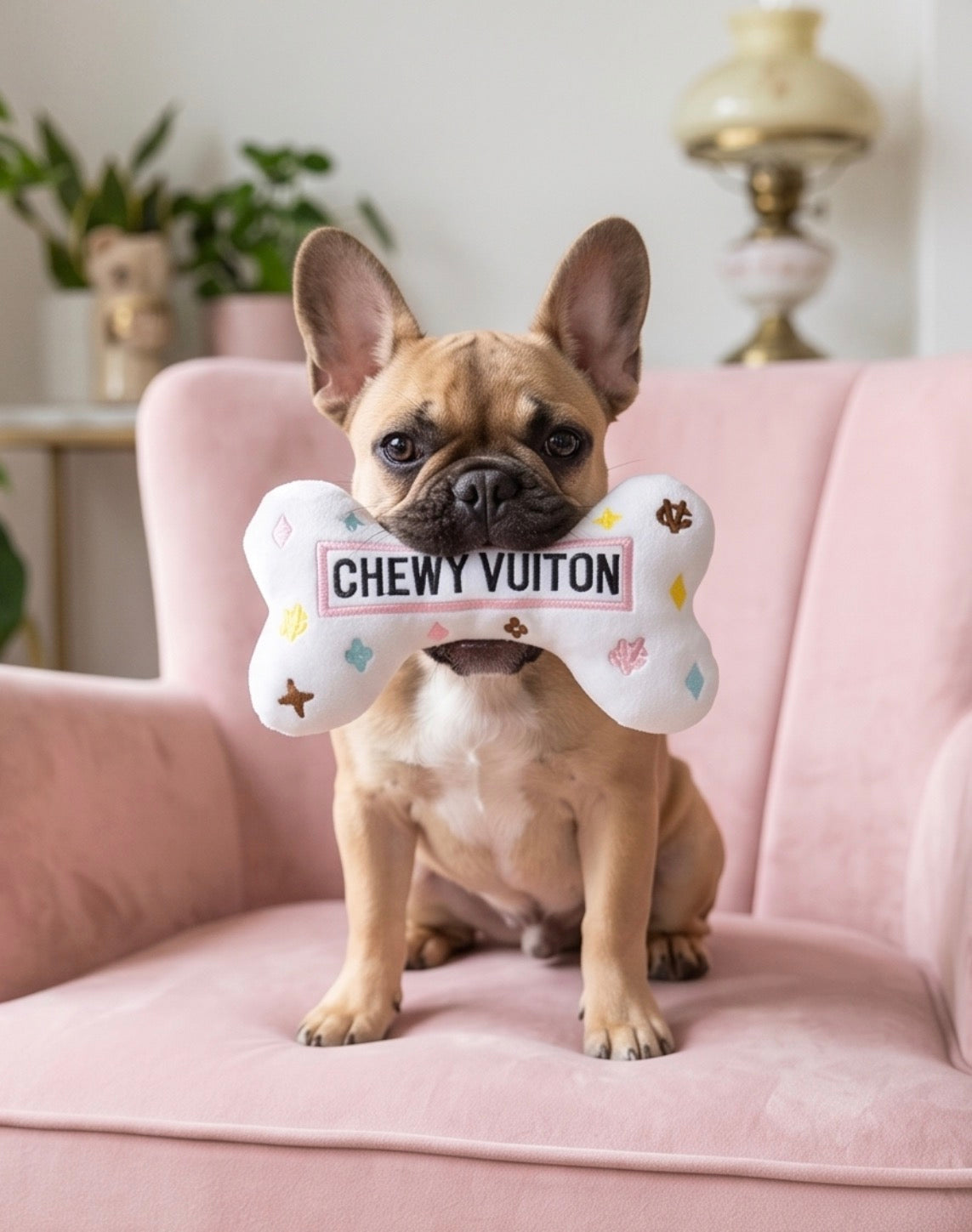 White Chewy Vuiton Bone Toy