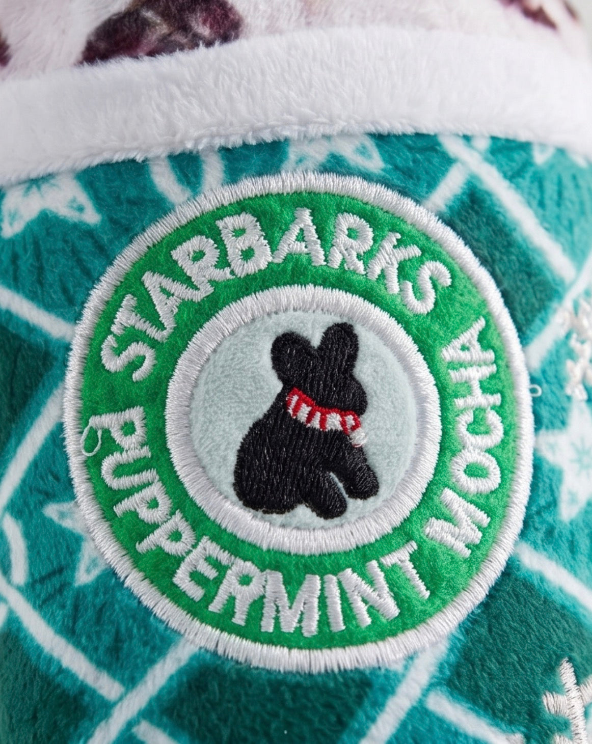 Starbarks Puppermint Mocha - Green Stars Cup Christmas Plush Dog Toy Holidays