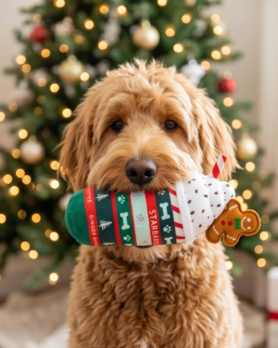 Starbarks Ginger Bark Latte Holiday Christmas Plush Dog Toy