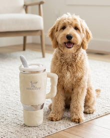 Snuggly Cup - Ivory | Squeaky Plush Dog Toy with Crinkle & Mesh Lining