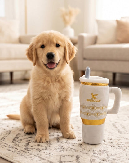Holiday Snuggly Cup - Ivory Christmas Plush Dog Toy