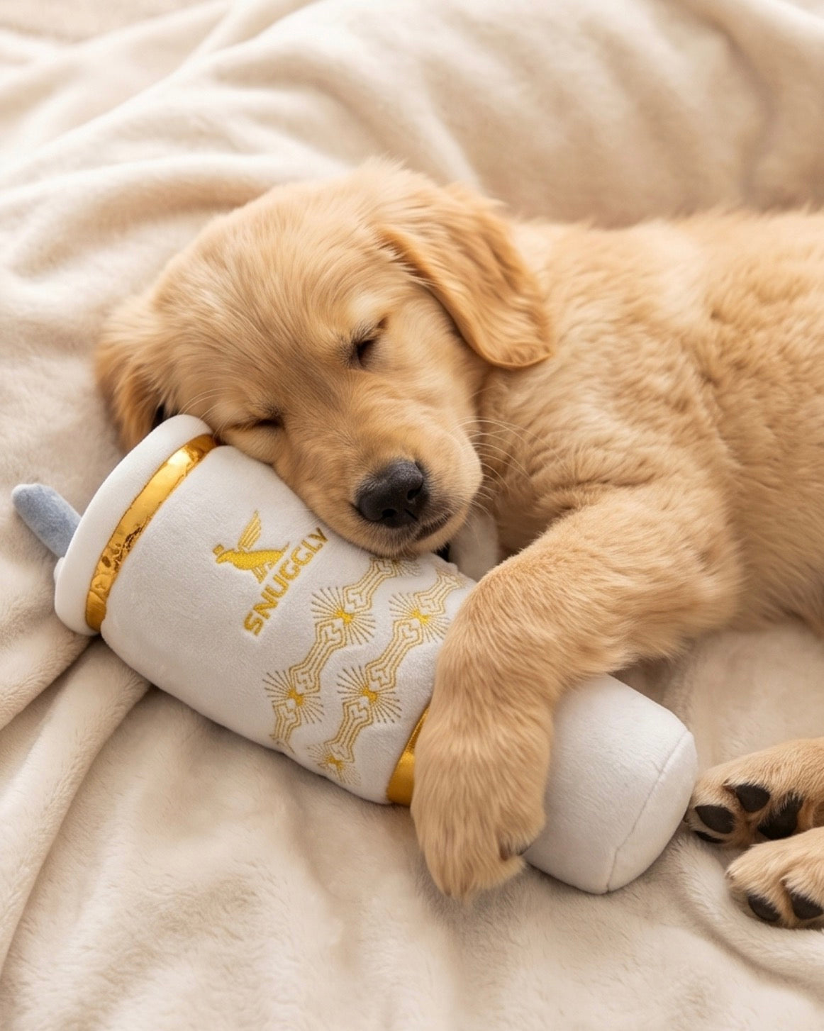 Holiday Snuggly Cup - Ivory Christmas Plush Dog Toy