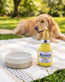 Muttdelo Beer Bottle | Squeaky Plush Dog Toy with Crinkle & Mesh Lining