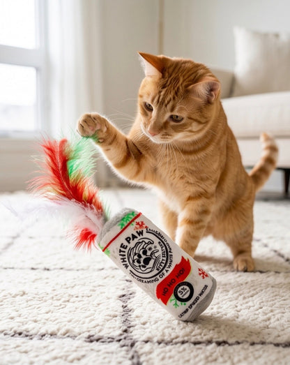 White Paw Kitty Seltzer & Pawpermint Cattini Christmas Cat Toy - Organic Catnip
