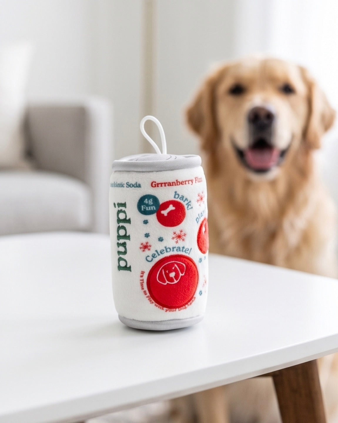 Puppi Grrranberry Fizz Holiday Plush Dog Toy