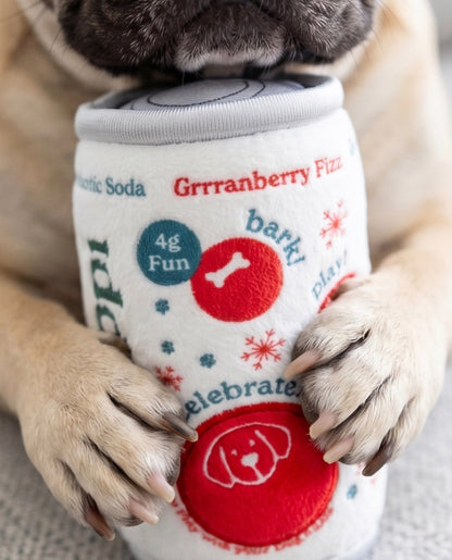 Puppi Grrranberry Fizz Holiday Plush Dog Toy