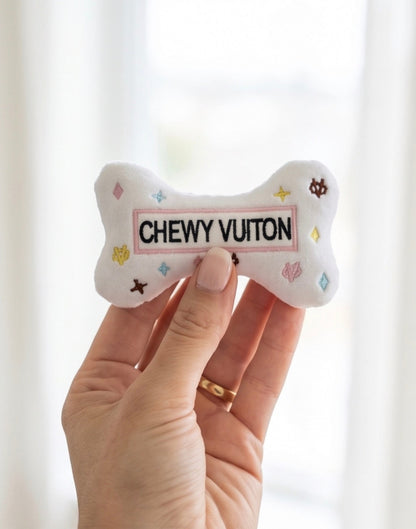 White Chewy Vuiton Bone Toy
