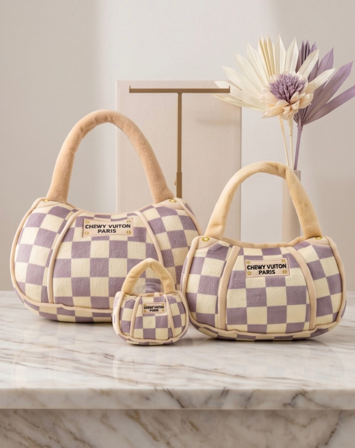 Tan Checker Chewy Vuiton Handbag