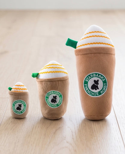 Starbarks Frenchie Roast Plush Toy with straw