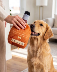 Woofford Reserve Bourbon | Squeaky Plush Dog Toy with Crinkle & Mesh Lining