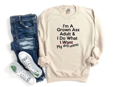 Crewneck Unisex Sweatshirt | People Shirt | GROWN ADULT, Dog Mom