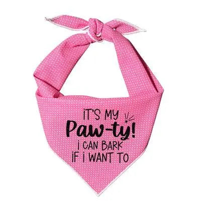 It's My Paw-ty Birthday Girl Pink Dog Bandana - Bark & Beyond