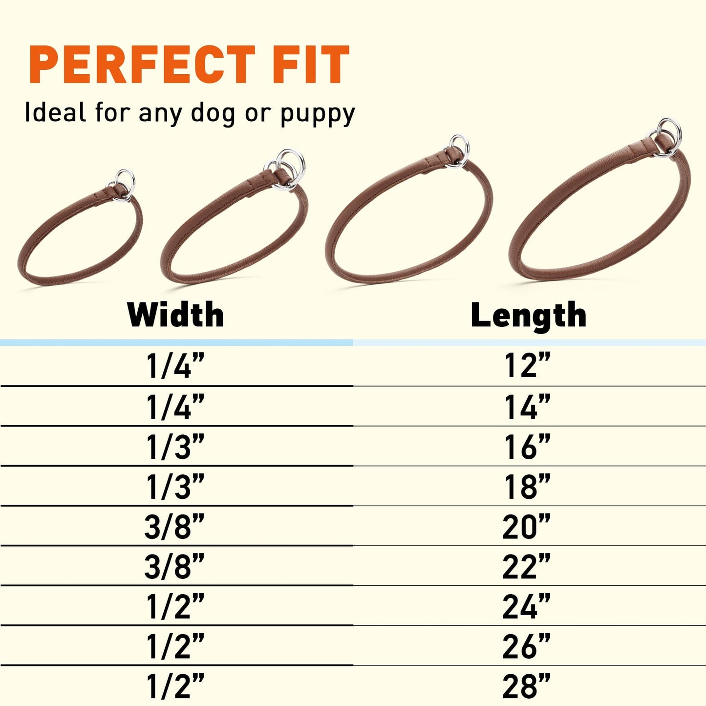Soft Leather Round Slip Collar