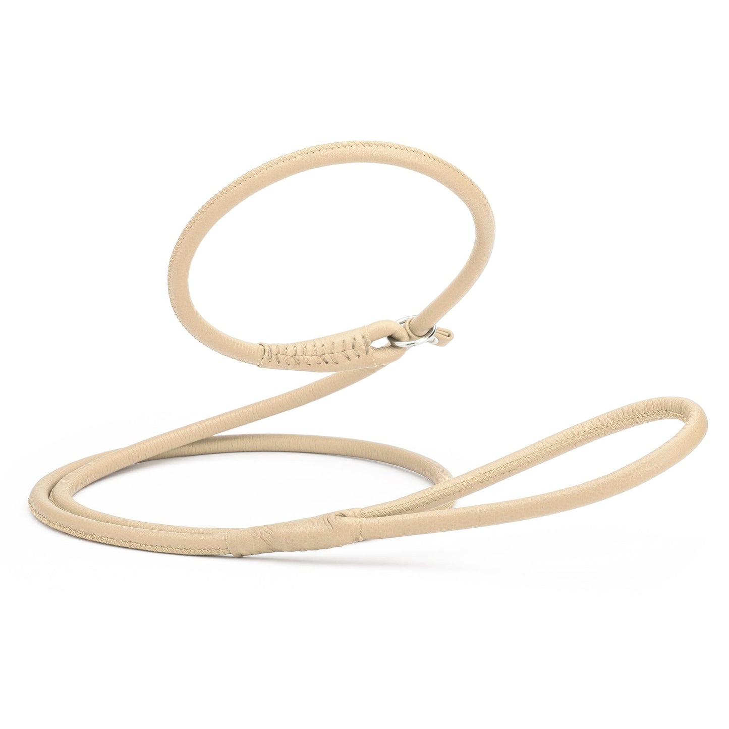 Soft Leather Round Slip Lead for Dogs