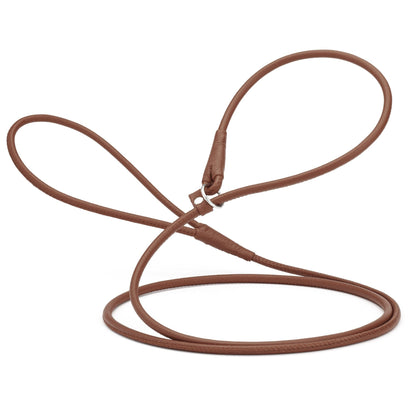 Soft Leather Round Slip Lead for Dogs