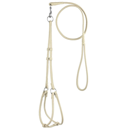 Soft Leather Round Step-In Dog Harness + Round Dog Lead