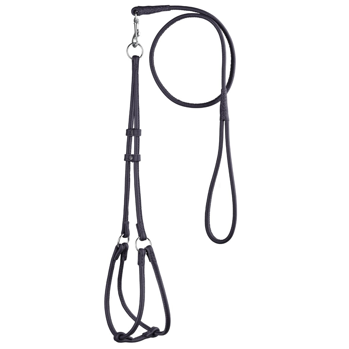 Soft Leather Round Step-In Dog Harness + Round Dog Lead
