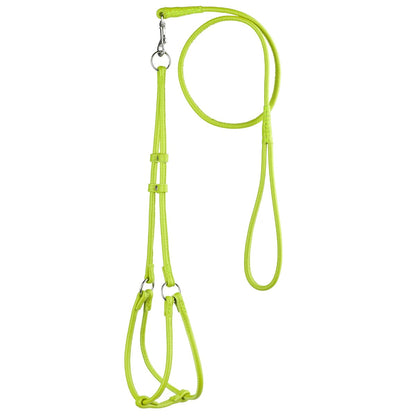 Soft Leather Round Step-In Dog Harness + Round Dog Lead