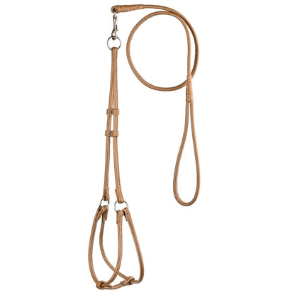 Soft Leather Round Step-In Dog Harness + Round Dog Lead