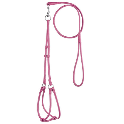 Soft Leather Round Step-In Dog Harness + Round Dog Lead