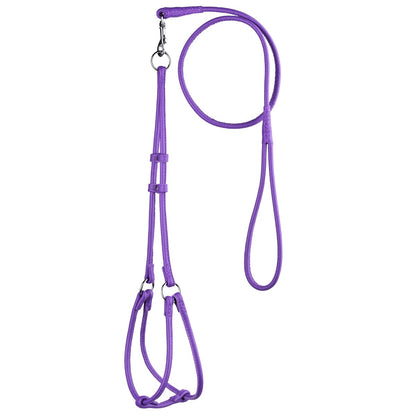 Soft Leather Round Step-In Dog Harness + Round Dog Lead