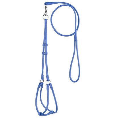 Soft Leather Round Step-In Dog Harness + Round Dog Lead