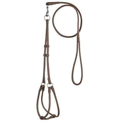 Soft Leather Round Step-In Dog Harness + Round Dog Lead