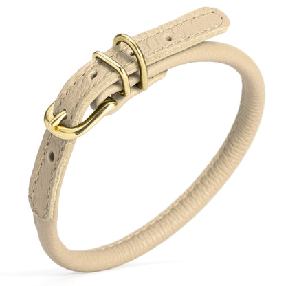 Soft Rolled Leather Dog Collar with Brass Hardware