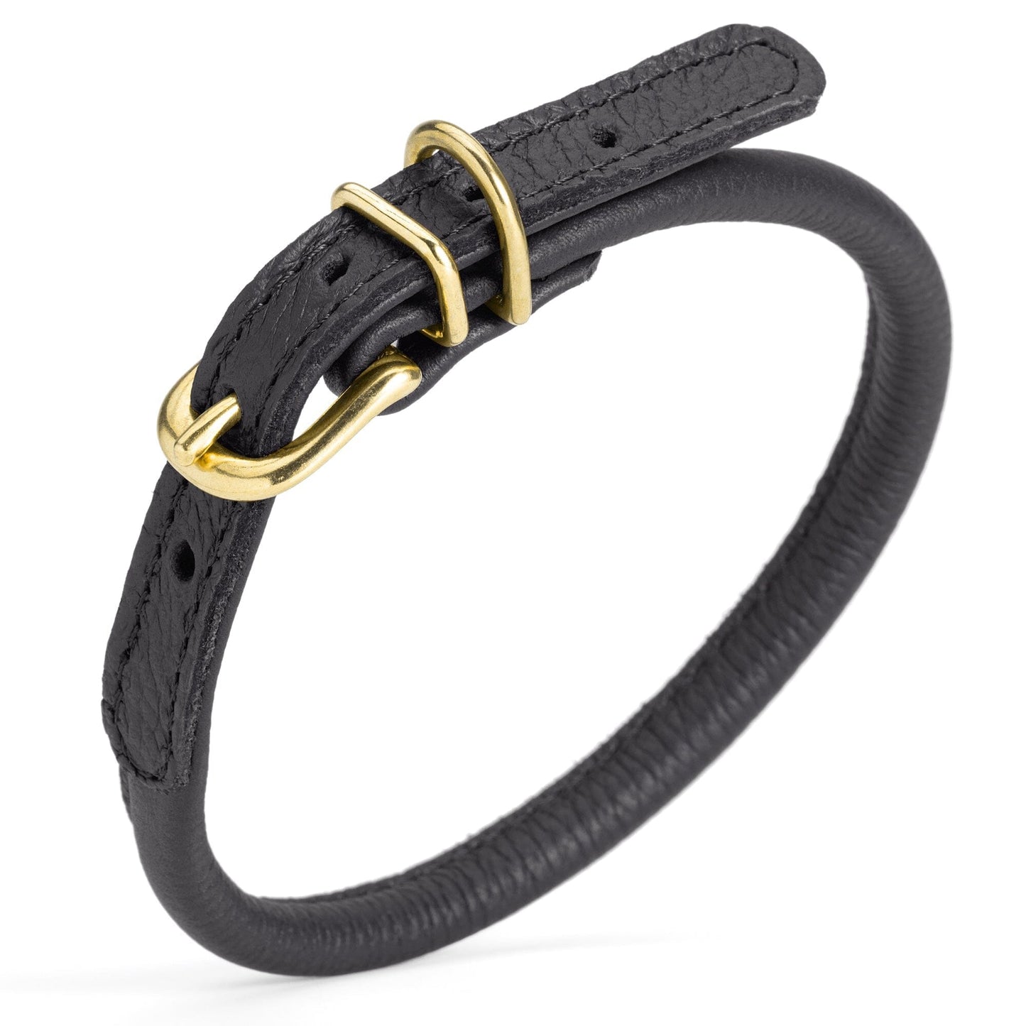 Soft Rolled Leather Dog Collar with Brass Hardware
