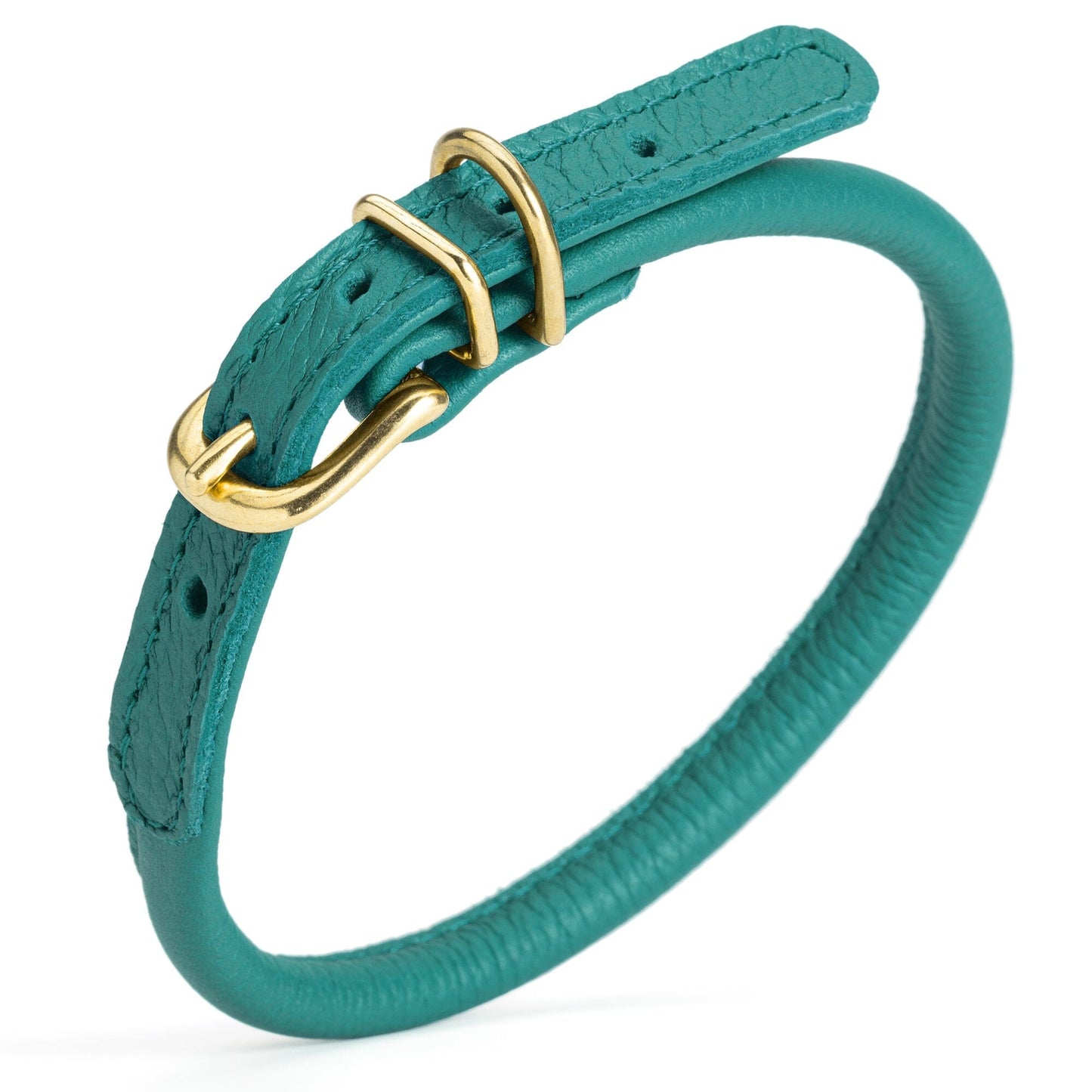 Soft Rolled Leather Dog Collar with Brass Hardware