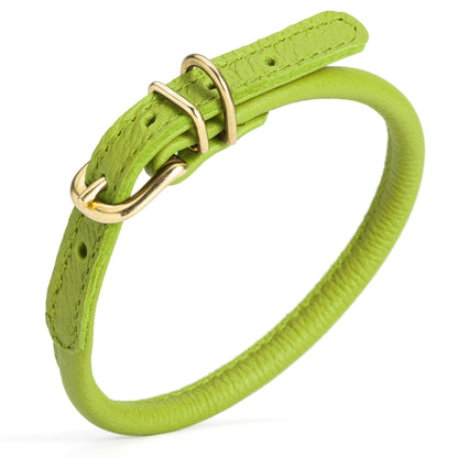Soft Rolled Leather Dog Collar with Brass Hardware