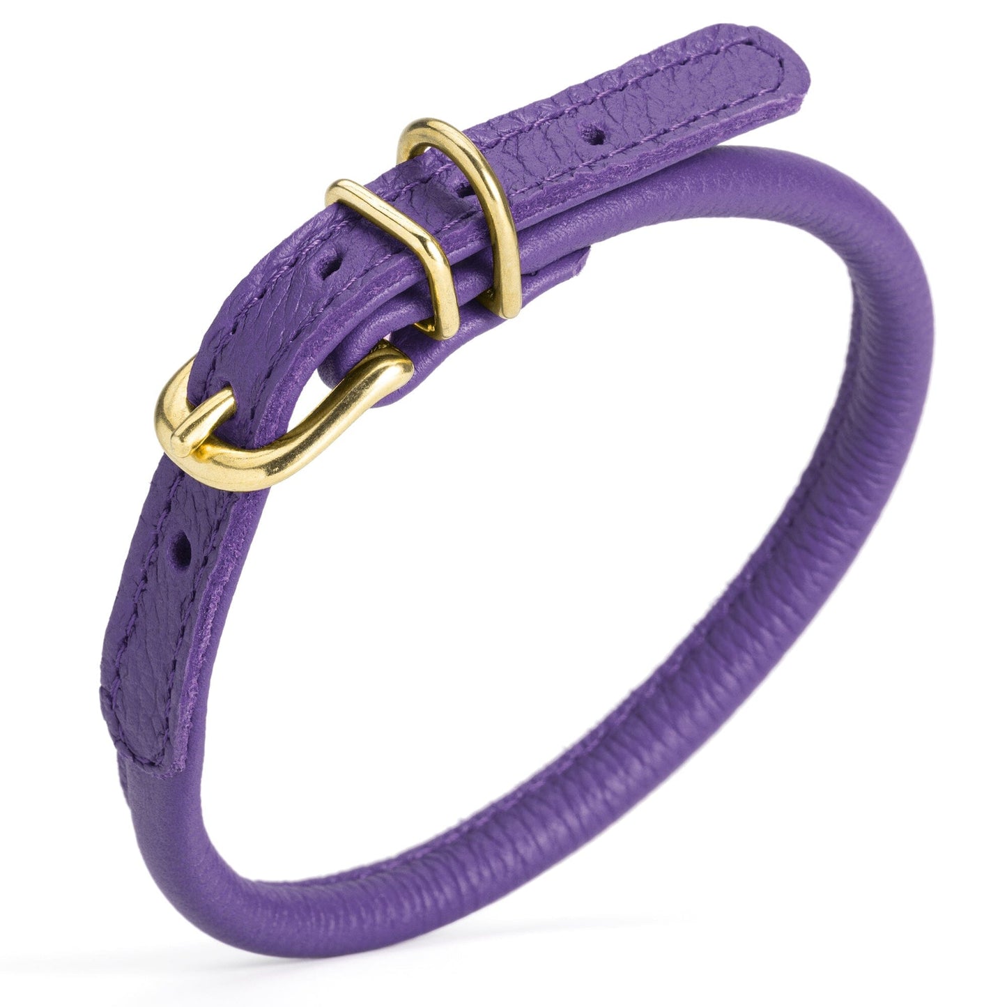 Soft Rolled Leather Dog Collar with Brass Hardware