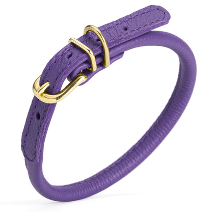 Soft Rolled Leather Dog Collar with Brass Hardware
