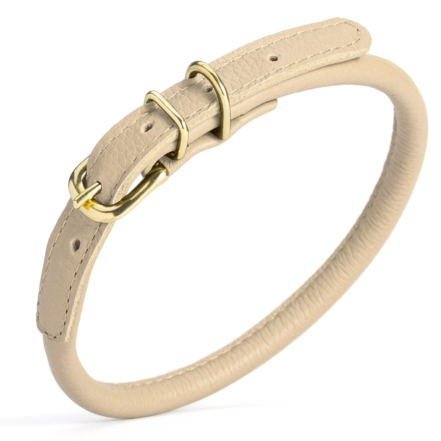 Soft Rolled Leather Dog Collar with Brass Hardware