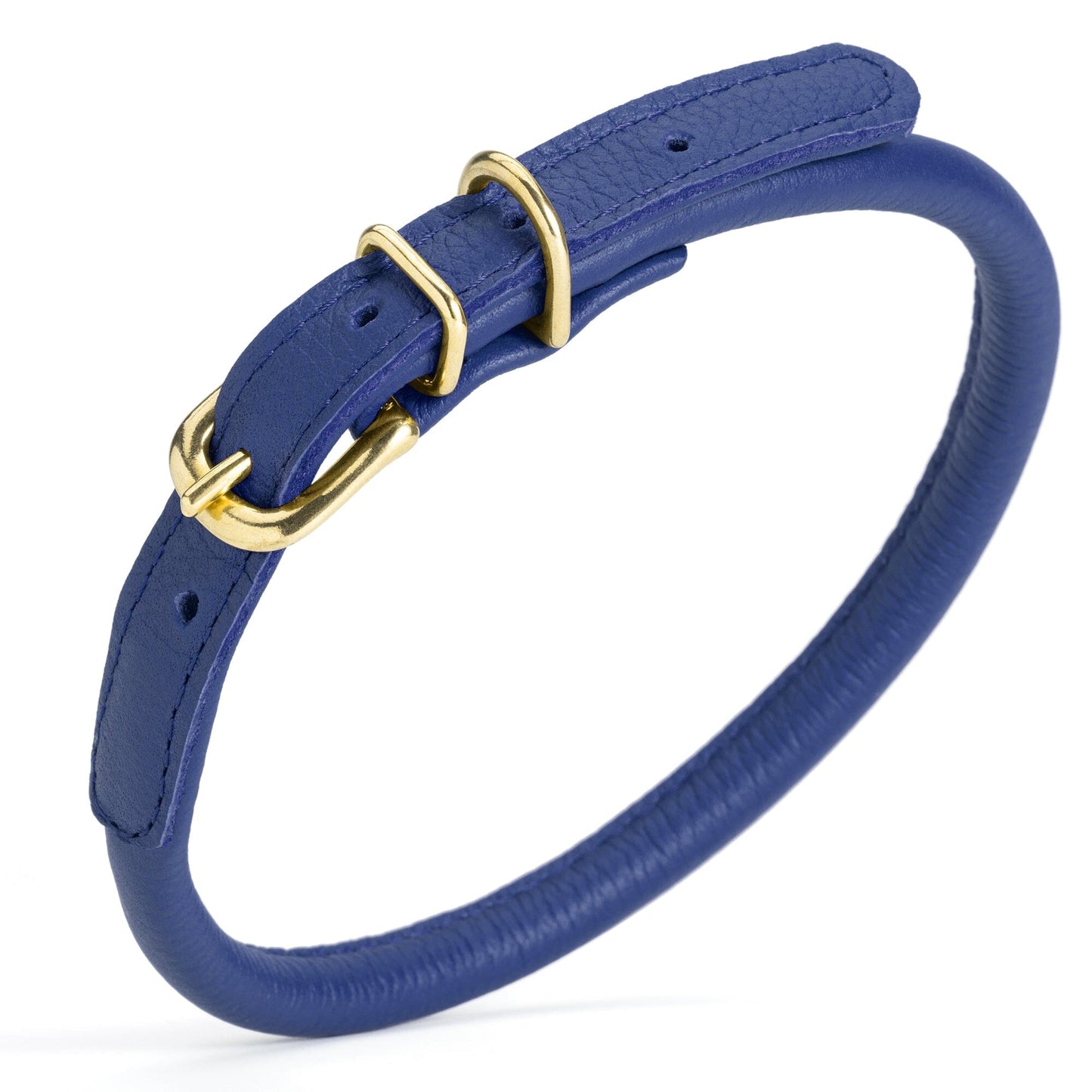 Soft Rolled Leather Dog Collar with Brass Hardware