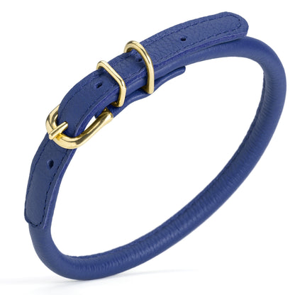 Soft Rolled Leather Dog Collar with Brass Hardware