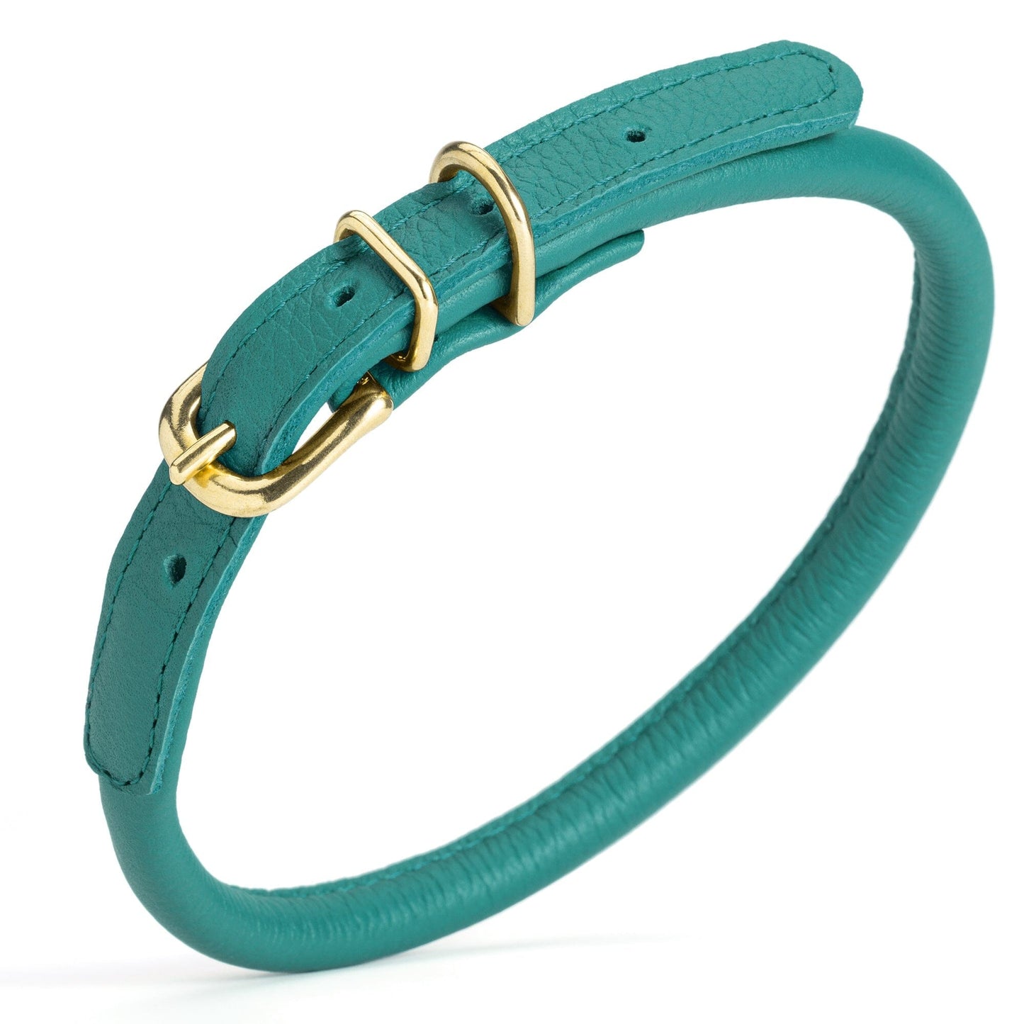 Soft Rolled Leather Dog Collar with Brass Hardware
