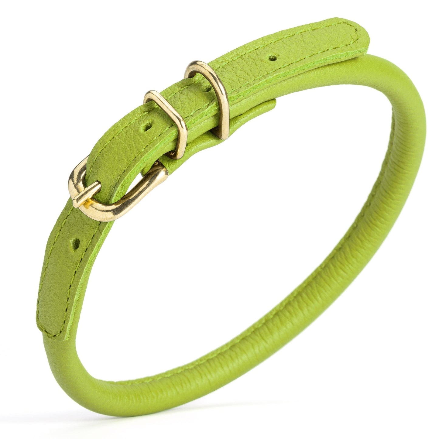 Soft Rolled Leather Dog Collar with Brass Hardware