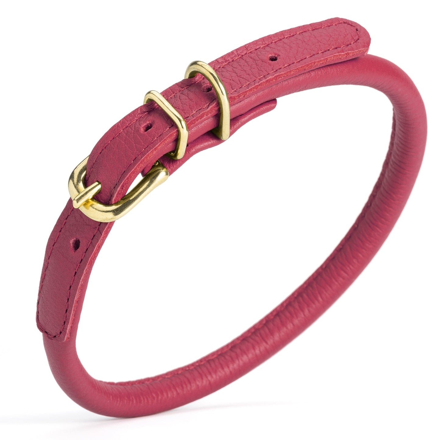 Soft Rolled Leather Dog Collar with Brass Hardware