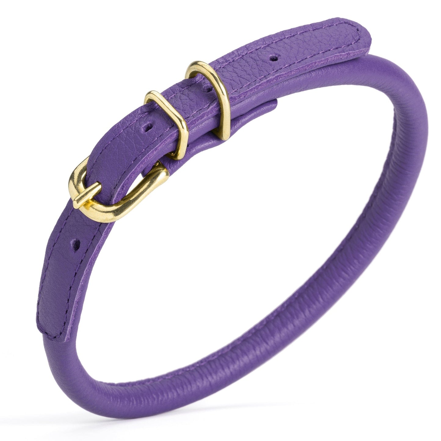 Soft Rolled Leather Dog Collar with Brass Hardware
