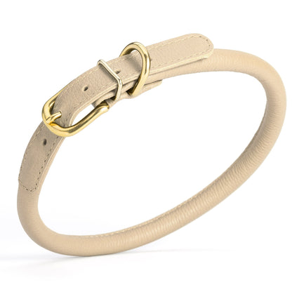 Soft Rolled Leather Dog Collar with Brass Hardware