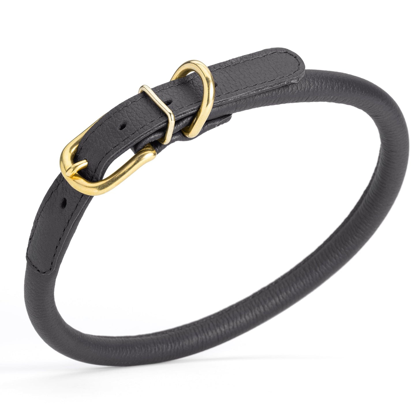 Soft Rolled Leather Dog Collar with Brass Hardware