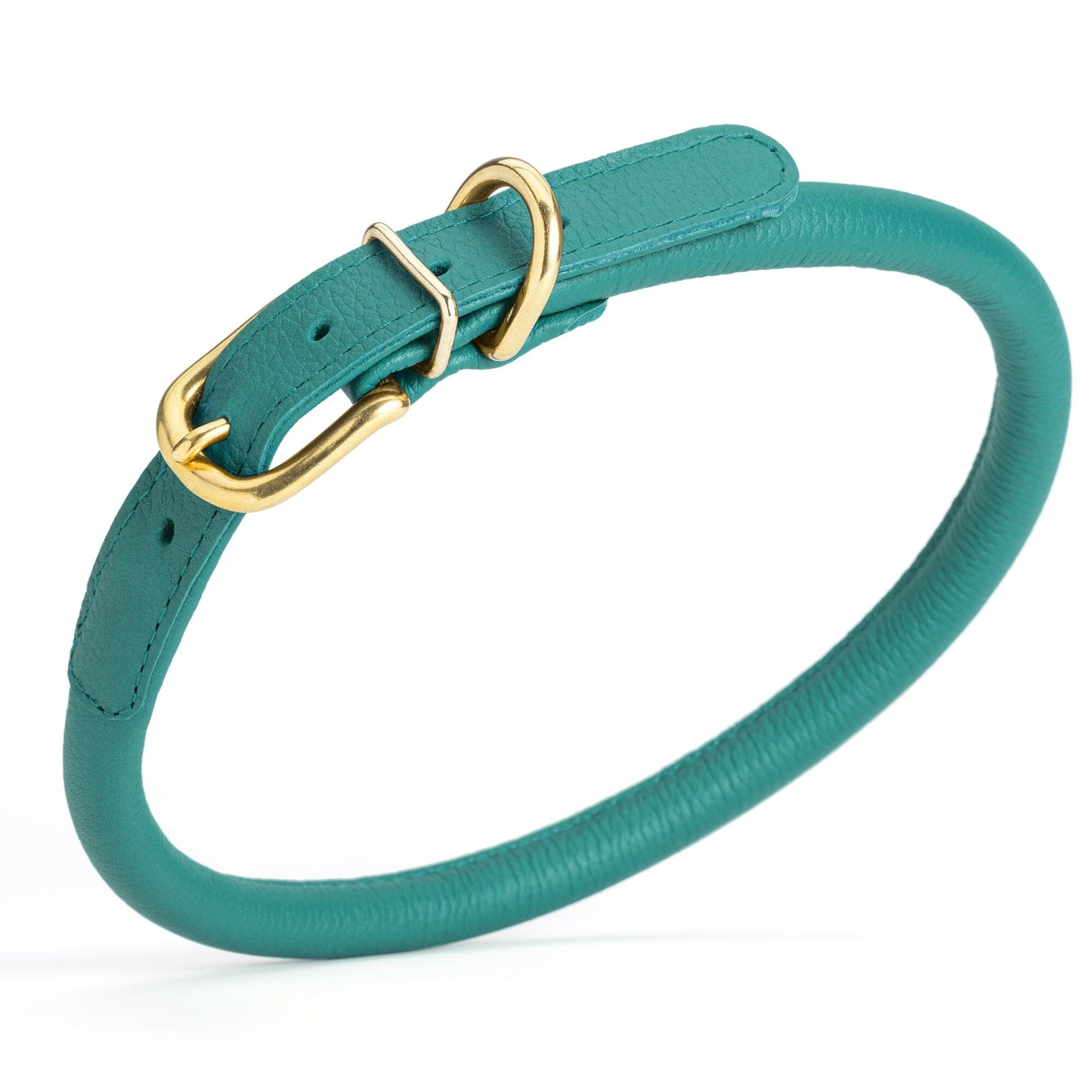 Soft Rolled Leather Dog Collar with Brass Hardware