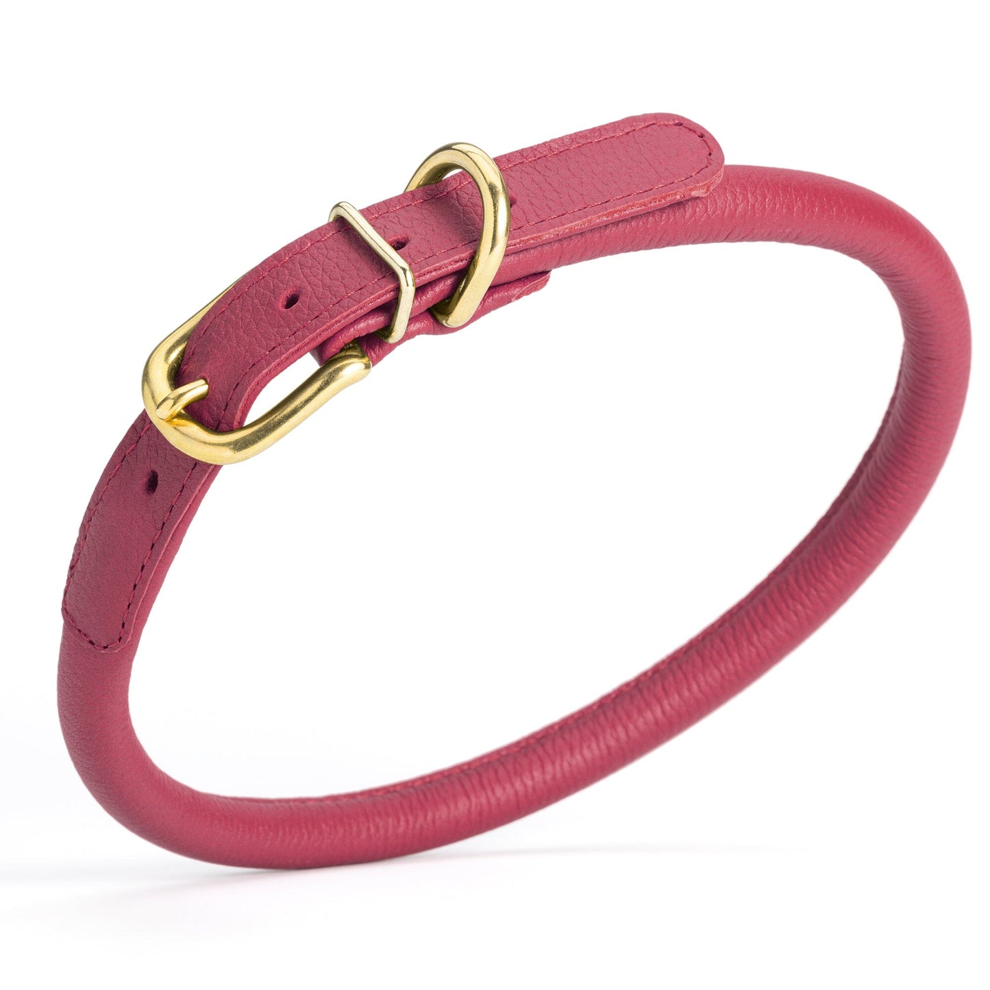 Soft Rolled Leather Dog Collar with Brass Hardware