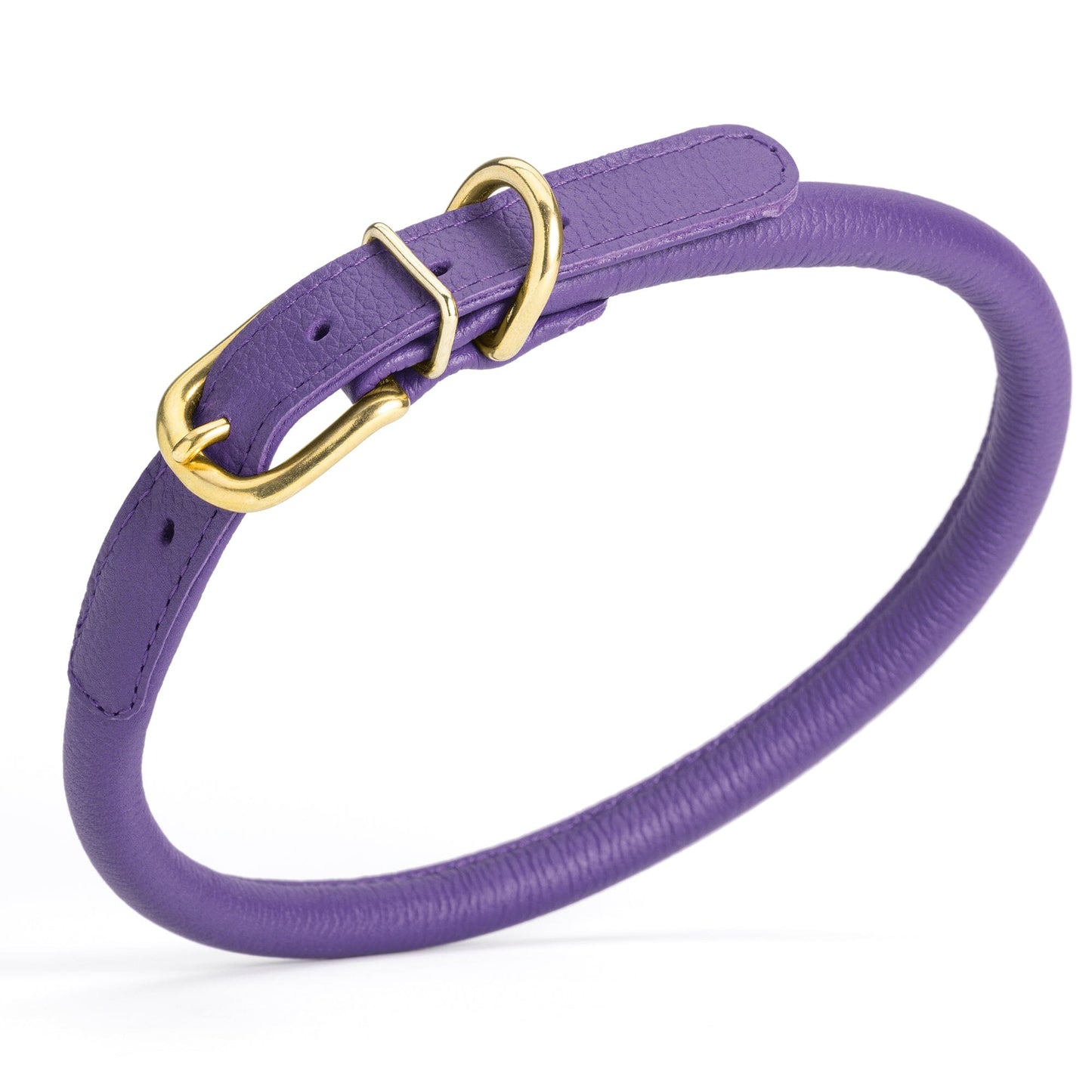 Soft Rolled Leather Dog Collar with Brass Hardware