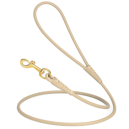 Rolled Leather Dog Leash with Brass Snap Hook