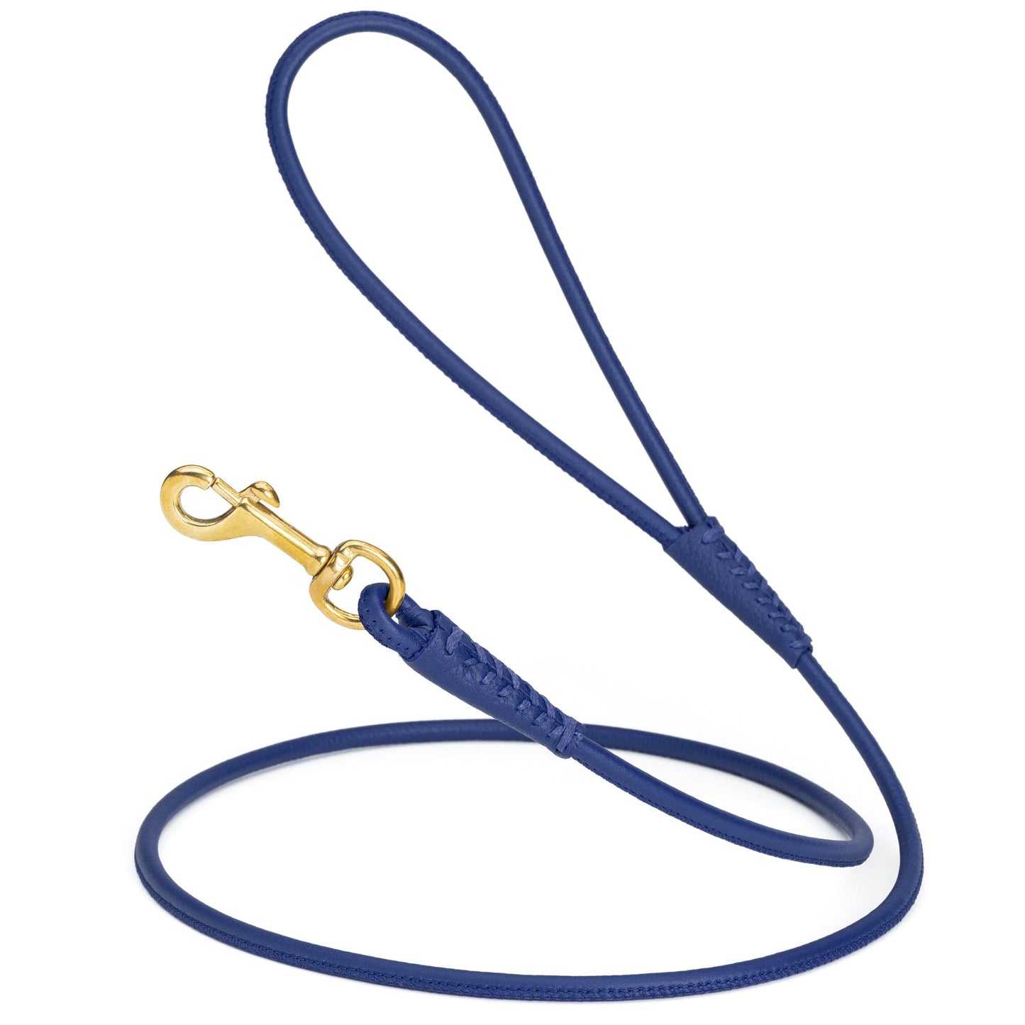 Rolled Leather Dog Leash with Brass Snap Hook