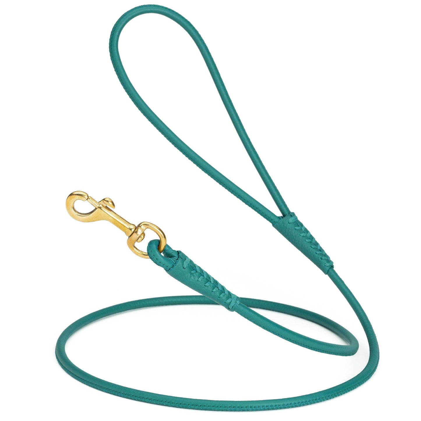 Rolled Leather Dog Leash with Brass Snap Hook