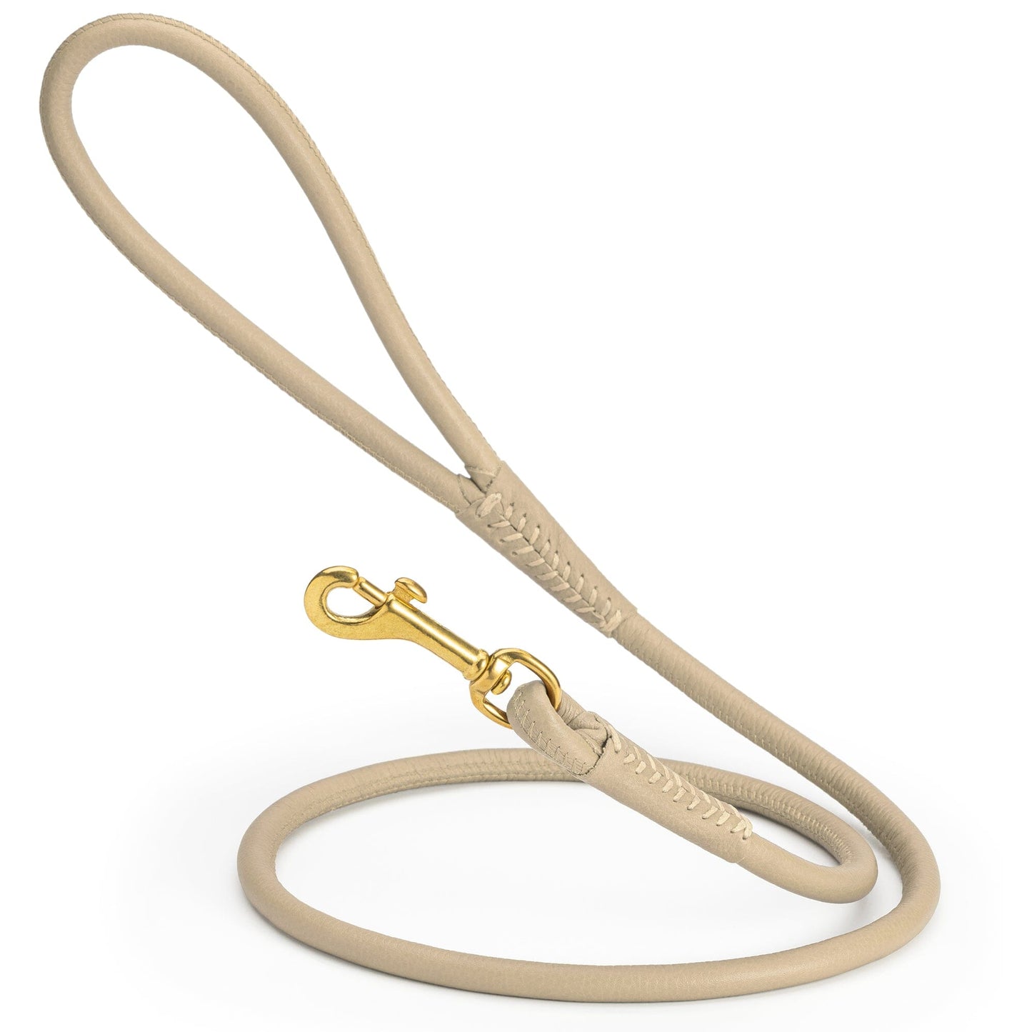 Rolled Leather Dog Leash with Brass Snap Hook